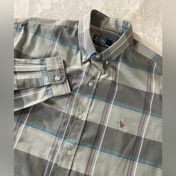 Polo Ralph Lauren Other - Polo Ralph Lauren Men's Size 20 Blue Grey L/S Button Down Shirt Small Pony